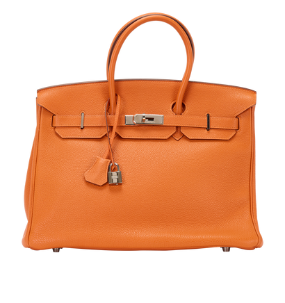 Birkin 35 In Orange Togo Leather, &pound;12,000, Handbags, Orange, Leather, Front view